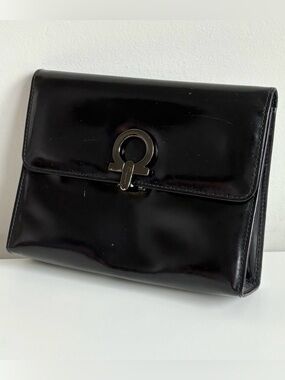 Salvatore Ferragamo Patent Leather Black Pouch